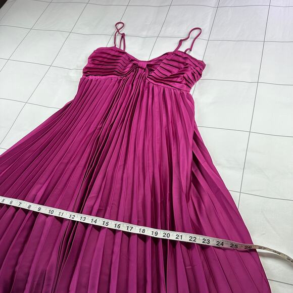 Petal & Pup Dress Womens 6 Magenta Vikki Pleated Sweatheart Midi Party Cocktail - Picture 13 of 14